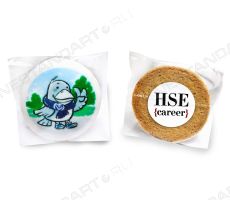 Пряники с печатью на поверхности и наклейкой с логотипом HSE