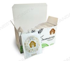 Чай в пакетиках в коробочке с логотипом Центра оценки безопасности и качества зерна и продуктов его переработки